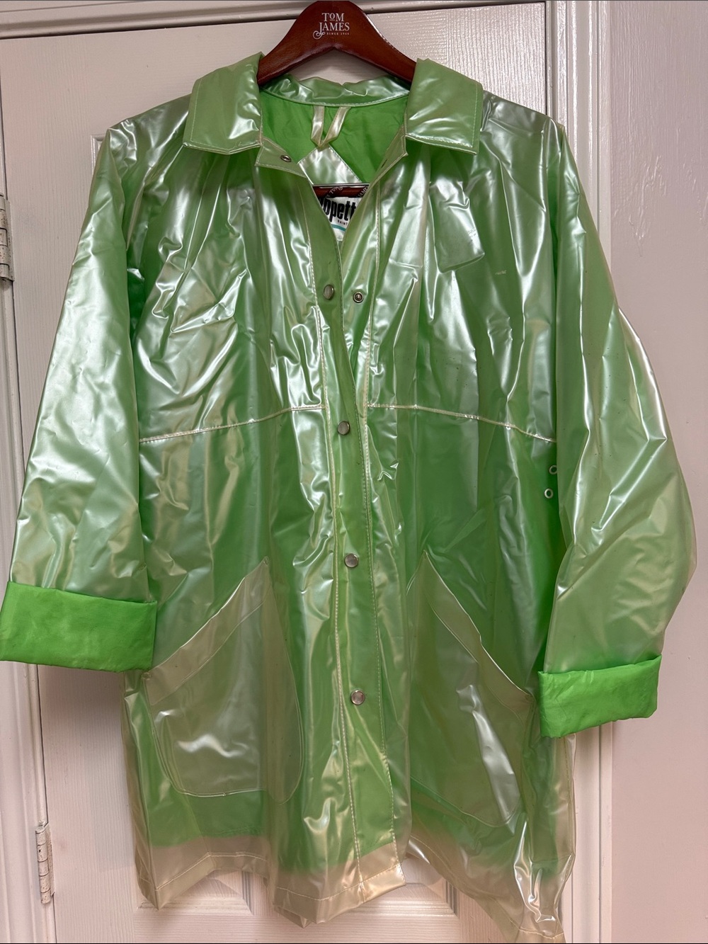 Wippette RainThings Vintage Clear Lime Green Raincoat with Green Trim